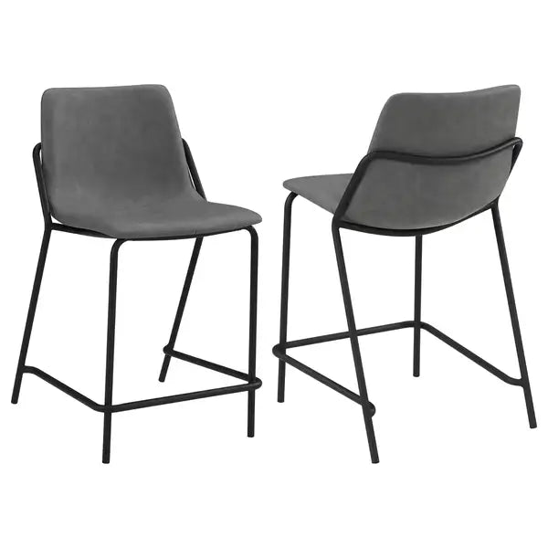 Grey & Black Counter Height Stools w/ Footrests (Set of 2)