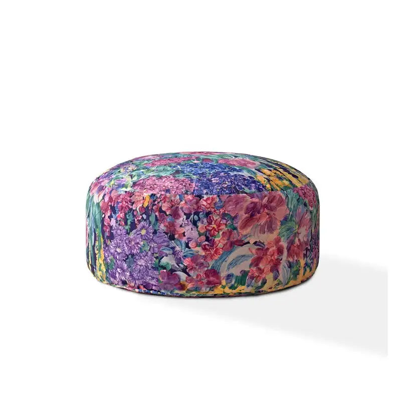 24" Round Indoor Spring Garden Zipper Pouf Ottoman - Extra Beads