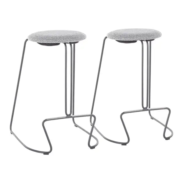 LumiSource Finn Grey Steel & Charcoal Counter Stools (Set of 2)