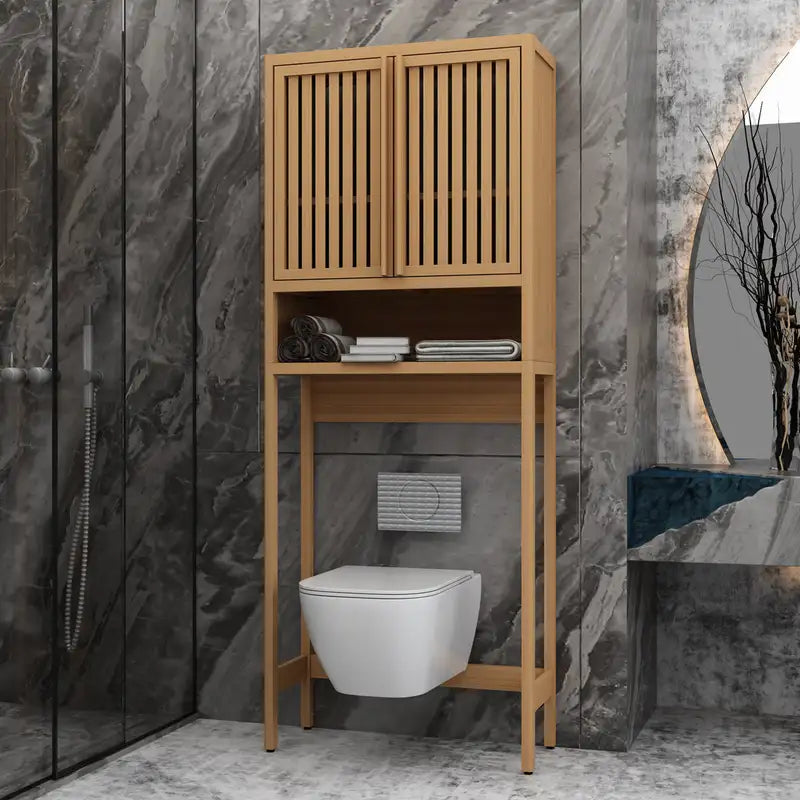 Space-Saving Bathroom Toilet Storage Rack - Natural Color