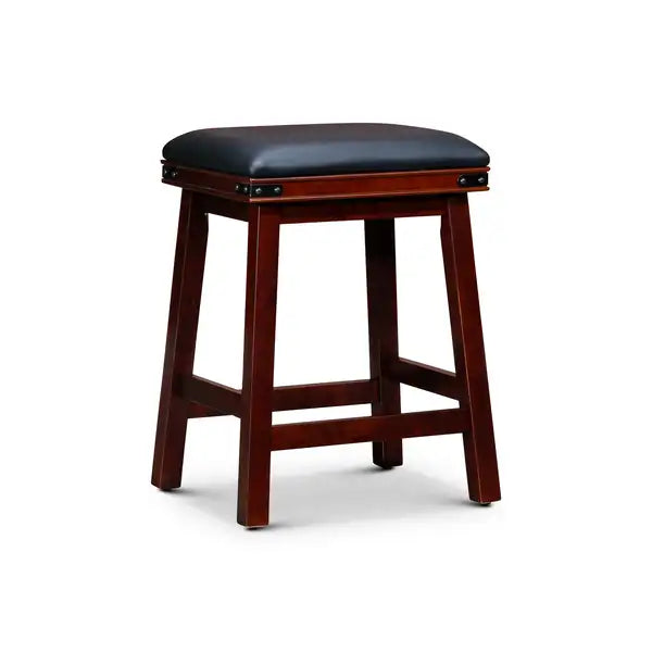 Espresso Finish 24" Counter Stool with Black Leather Seat - Minihomy