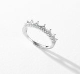 S925 Sterling Silver Micro-inlaid Diamond Crown Adjustable Ring