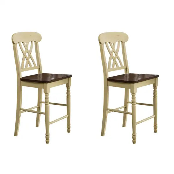 Buttermilk Oak Cross Back Counter Stools (Set of 2)