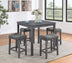 5 Piece Counter Height Pub Table Set with Tufted Gray Linen Stools - Lucian Gray - Minihomy