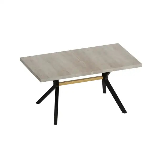 Retro Rectangular Stretch Dining Table - Grey Top, Walnut Beam, Black Base - 62.99"-78.74"