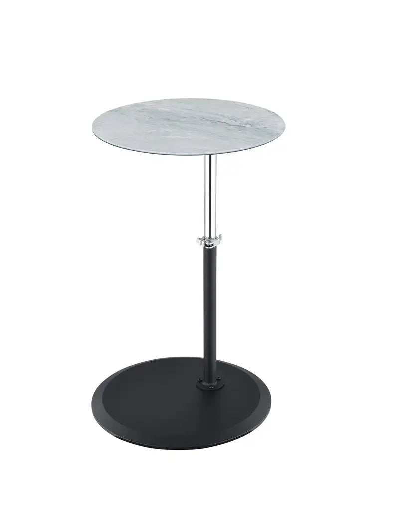 Adjustable Height Gray Marble End Table - Orbit 15.5"