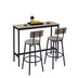 Grey Bar Table Set with 2 Stools, PU Soft Seat & Backrest, 43.31" L - Minihomy