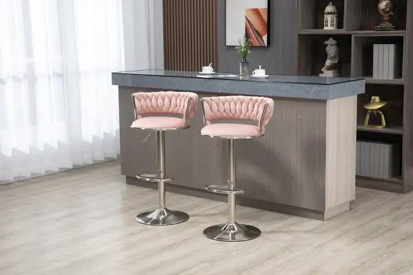 COOLMORE Swivel Bar Stools - Set of 2, Adjustable Height with Footrest