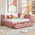 Full Size Upholstered Daybed with Storage Drawers - Linen Fabric (Pink) - Minihomy