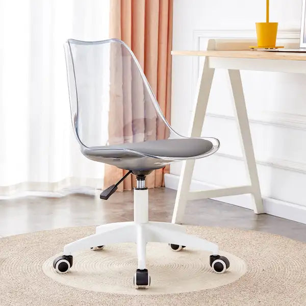 Modern Home Office Desk & Chair Set - Adjustable Rotating Chair, Smoke Gray - Minihomy