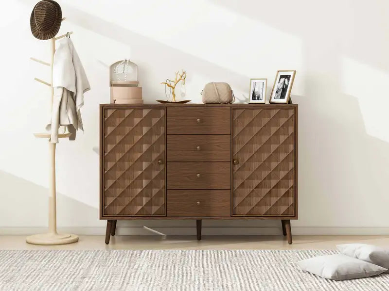 2-Door 4-Drawer Cabinet: Bedroom, Living Room, Study Storage