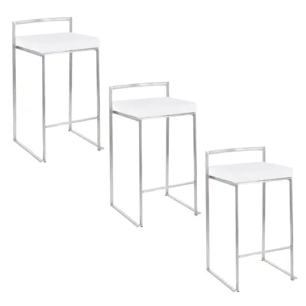 LumiSource Fuji 26" Stainless Steel Counter Stools - Set of 3