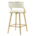 Beige Corduroy Counter Height Bar Stools (Set of 2) - Gold Base, Back & Footrest - Minihomy