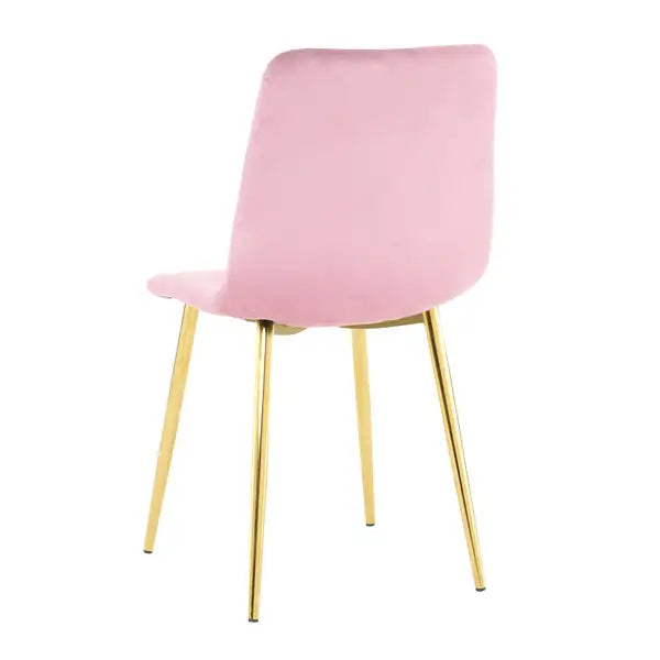 Modern Pink Dining Chairs Set of 4, Light Luxury Home Bedroom Stool with Gold Metal Legs - Minihomy