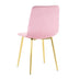 Modern Pink Dining Chairs Set of 4, Light Luxury Home Bedroom Stool with Gold Metal Legs - Minihomy