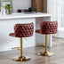 A&A Furniture Swivel Barstools | Adjustable Height, PU Leather, Tufted Back, Wine Red, Set of 2 - Minihomy