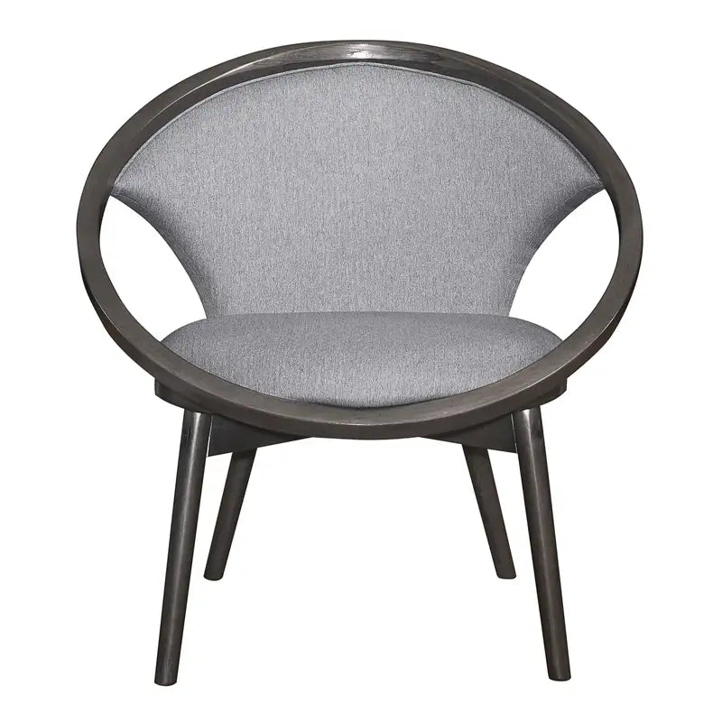 Mid-Century Modern Accent Chair - Gray Fabric, Rubberwood Frame