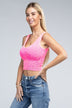 2-Way Neckline Washed Ribbed Cropped Tank Top - Minihomy