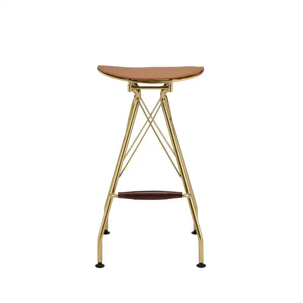 Gold Metal Barstools, Backless with Flared Legs, Set of 2 - Minihomy