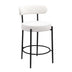 Modern Counter Height Stools Set of 2 - White Upholstered Barstools with Footrest for Kitchen & Dining Room - Minihomy