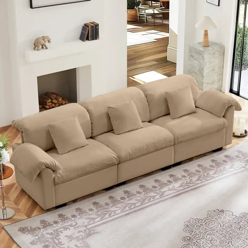 Extra Large Velvet 3-Seat Sofa with Storage - Oversized Couch