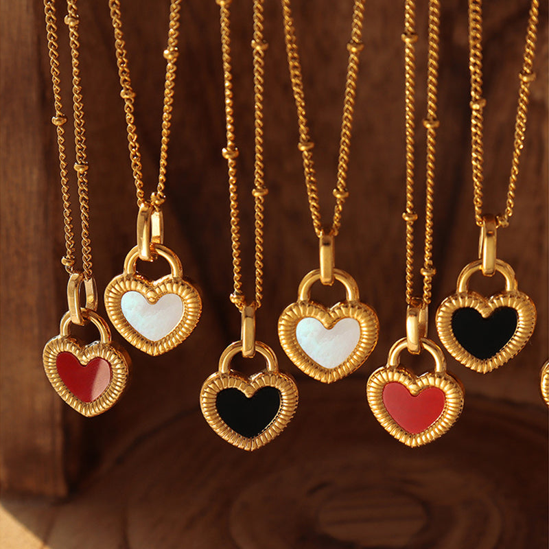 Double-Sided Color Heart-shaped Necklace Ins Style Niche Design