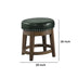 Drue Green Faux Leather Swivel Bar Stools with Nailhead Trim (Set of 2) 18 Inch - Minihomy