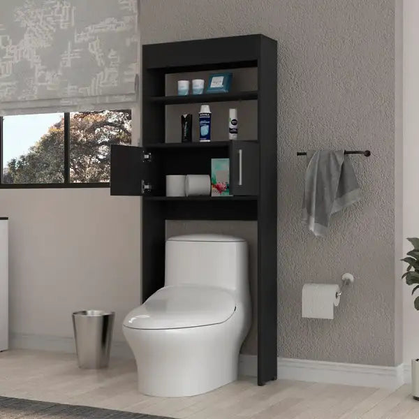 Morley Black Over-Toilet Storage Cabinet, 2 Shelves