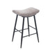 Modern Bar Stools Set of 2 - Linen Fabric, Armless, Counter Height, Metal Legs, Footrest - Minihomy