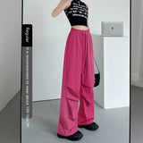 American Straight Pants High Waist Casual Wide Leg Quick-Drying Track Pants