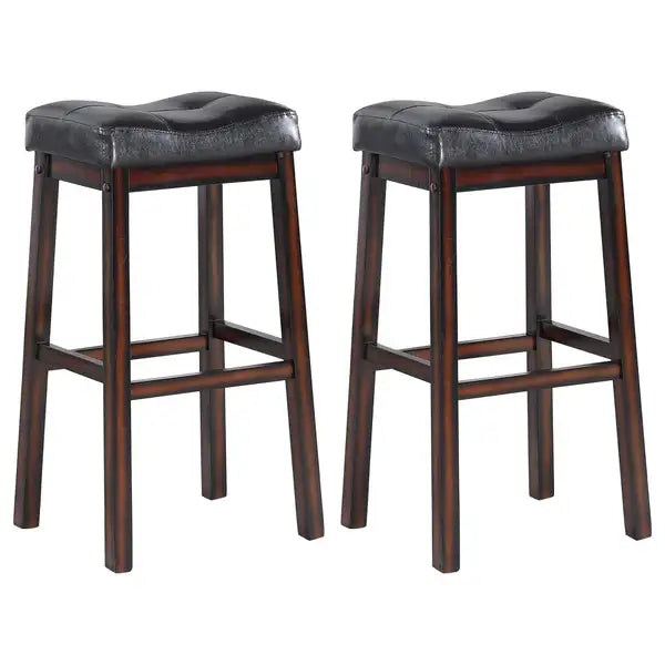 Black & Cappuccino Bar Stools (Set of 2) - Upholstered