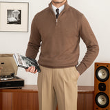 Commuter Slim-Fit Stand-up Collar Zipper Wool Sweater