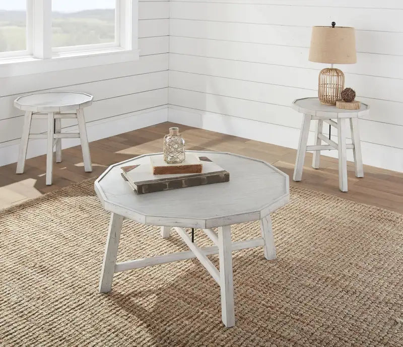 White Paisley 3-Piece Occasional Table Set