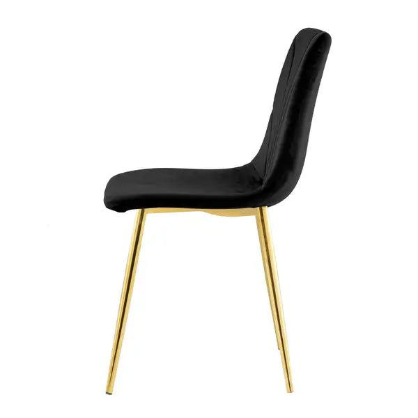 Modern Black Dining Chairs Set of 4, Simple Luxury Home Bedroom Stool with Gold Metal Legs - Minihomy