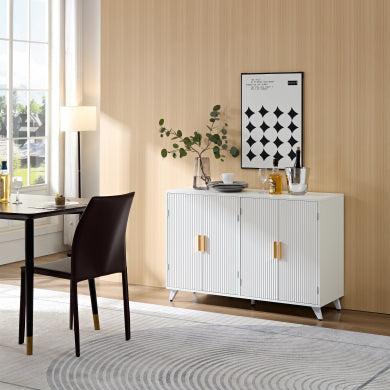 Ivory White 4-Door Sideboard Buffet Cabinet with Removable Shelves for Living & Dining Rooms