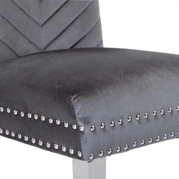 Eva Velvet Fabric Chair with Stainless Steel Legs - Gray - Minihomy