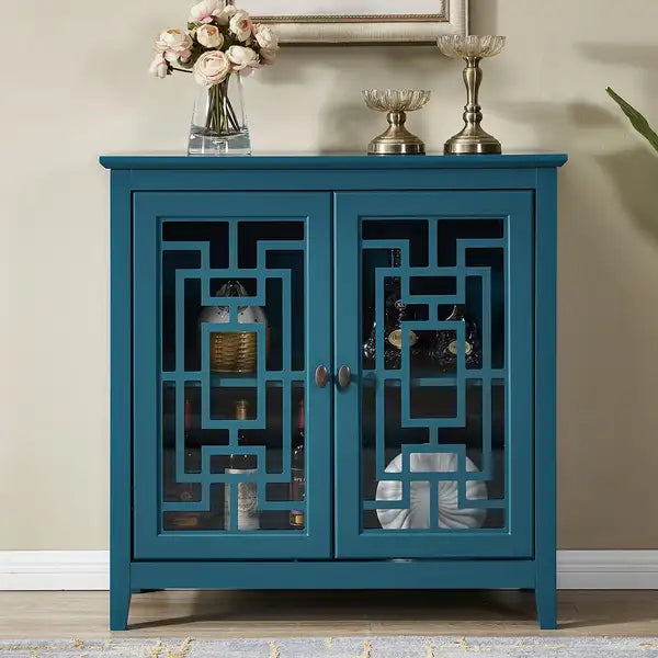 Teal Blue Buffet Sideboard & Storage Cabinet