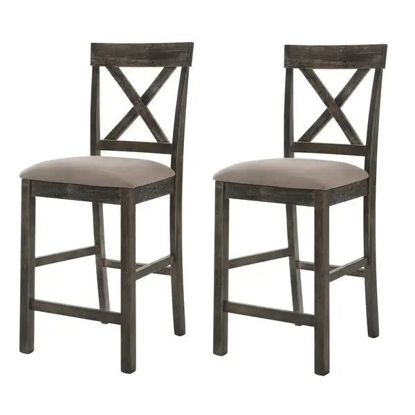 Cross Back Counter Height Stools (Set of 2) - Tan & Weathered Grey