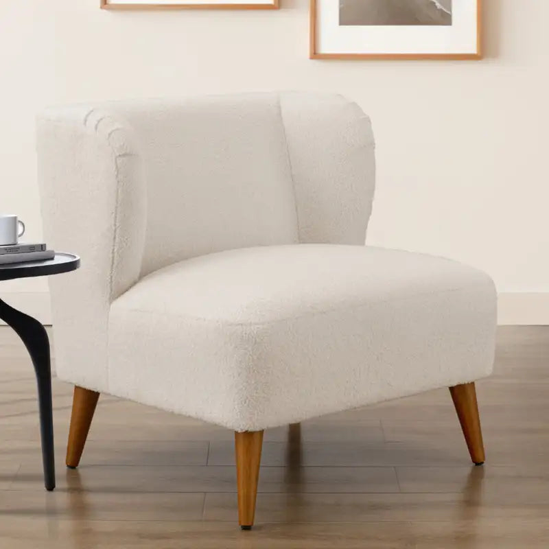 Milky White Veda Boucle Accent Chair