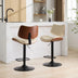 Adjustable Bentwood Bar Stools, Mid Century Modern, Black Leather, Swivel, Counter Height, Beige - Minihomy