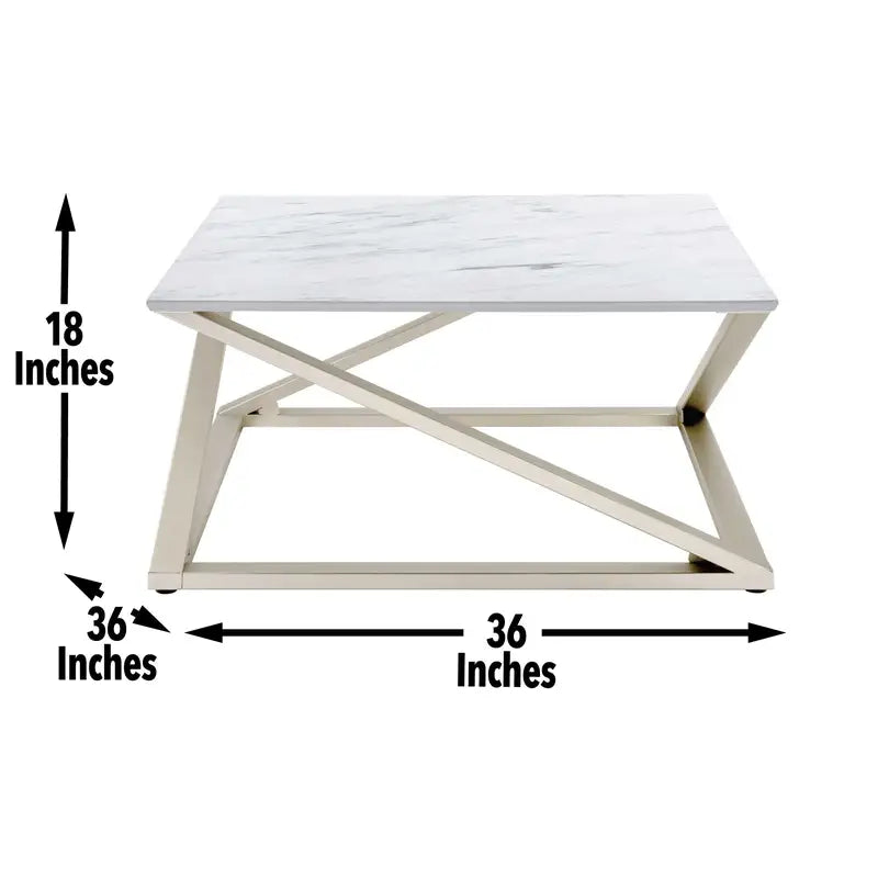 Zurich White Faux Marble Top Coffee Table