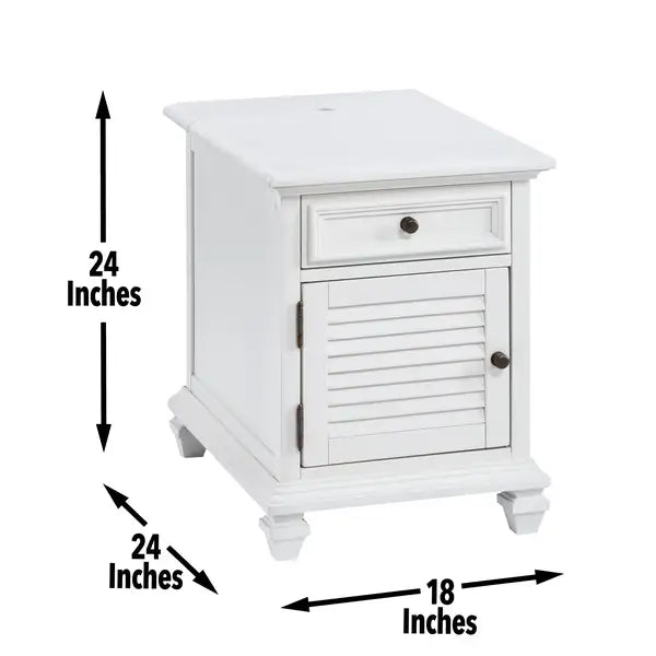 White Charlestown USB Charging Storage End Table