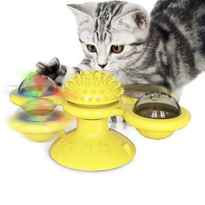 Cat Rotating Windmill Toy - Scratching, Teeth Cleaning, & Fun!