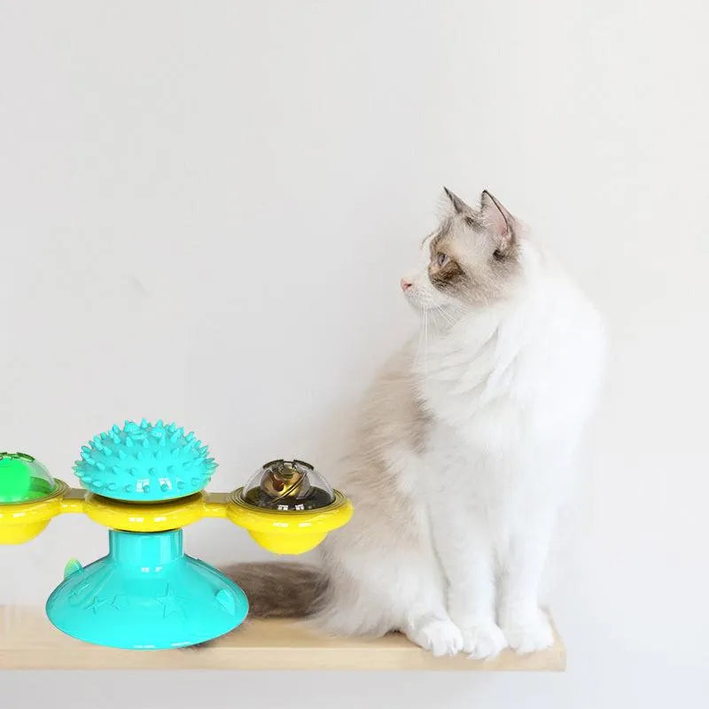 Cat Rotating Windmill Toy - Scratching, Teeth Cleaning, & Fun!