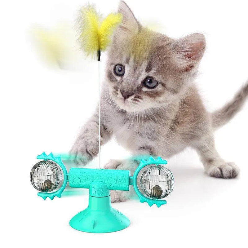 Cat Rotating Windmill Toy - Scratching, Teeth Cleaning, & Fun!