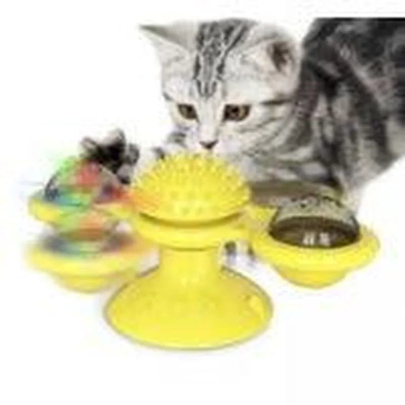 Cat Rotating Windmill Toy - Scratching, Teeth Cleaning, & Fun!