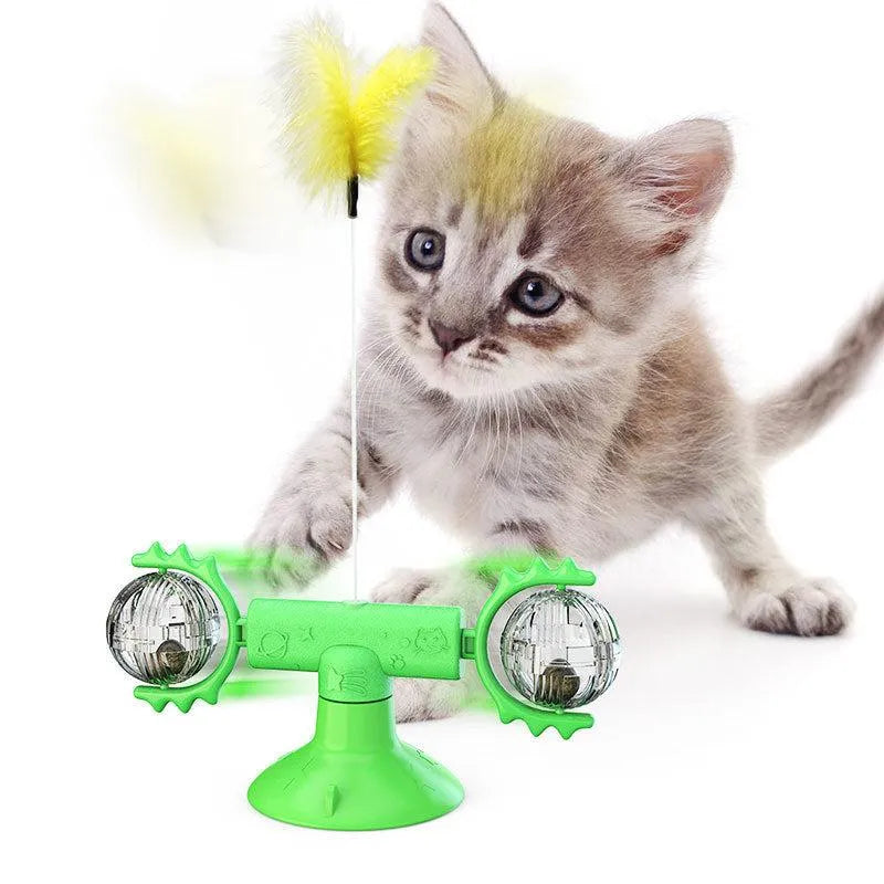 Cat Rotating Windmill Toy - Scratching, Teeth Cleaning, & Fun!