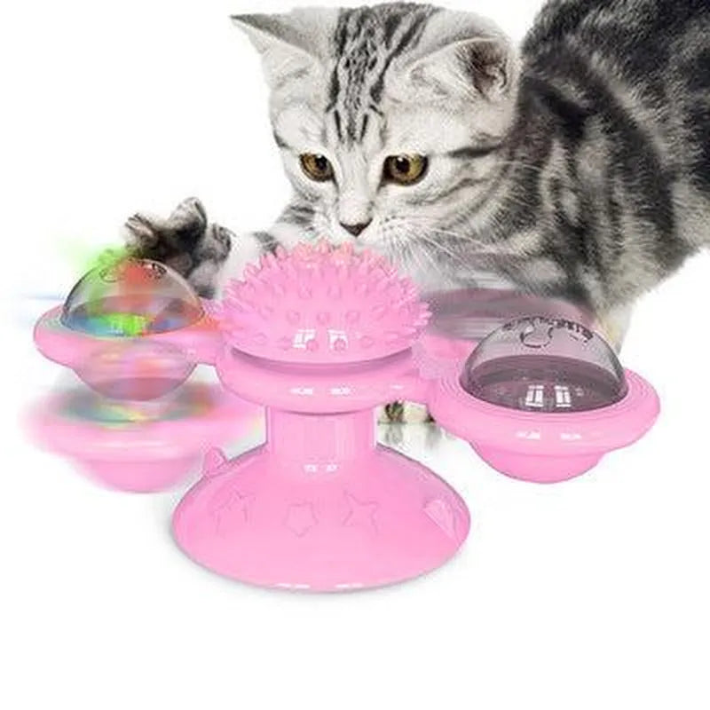 Cat Rotating Windmill Toy - Scratching, Teeth Cleaning, & Fun!