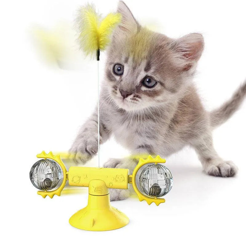 Cat Rotating Windmill Toy - Scratching, Teeth Cleaning, & Fun!