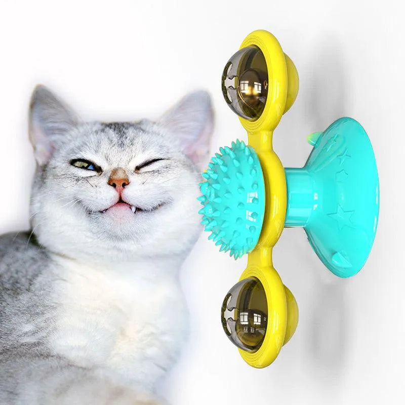 Cat Rotating Windmill Toy - Scratching, Teeth Cleaning, & Fun!